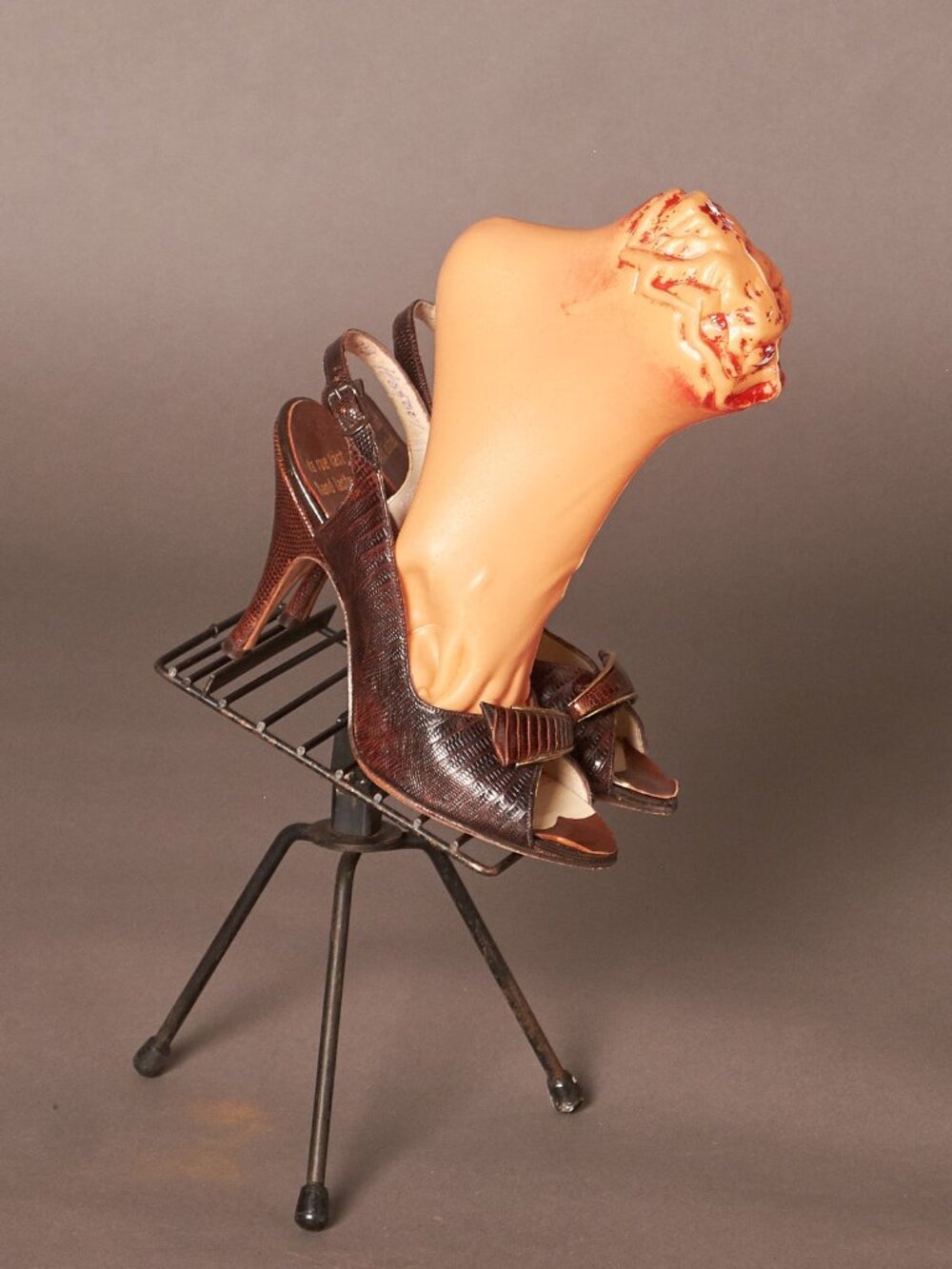 1950s Brown and Gold Heels Peep Toe Shoes.